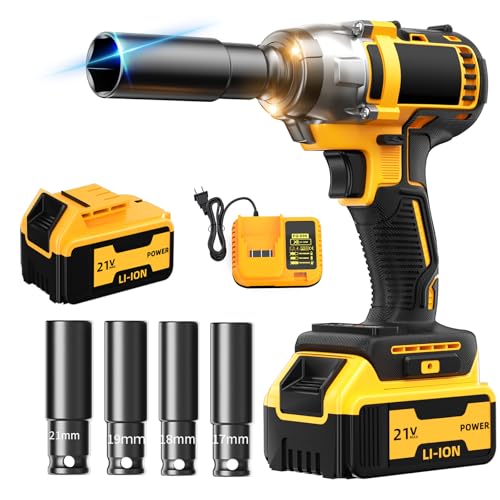 Cordless Impact Wrench: Brushless 1/2-inch Power Impact Gun Kit, High Torque Electric Impact Driver with Lithium Battery & Fast Charger, 4 Sockets & Drill Bit Kit - style: Package B