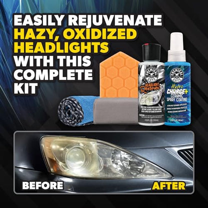 Chemical Guys Headlight Restoration and Ceramic Protection Kit | For yellowed and oxidized headlights, complete DIY system, DIY system to restore clarity and add ceramic protection - style: Headlight Restorer Kit