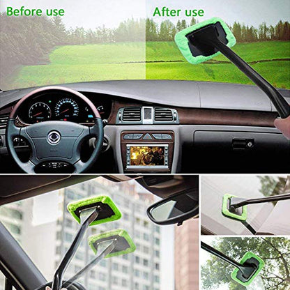 Car Window Cleaner, Windshield Cleaning Tool Auto Glass Cleaner Wiper Cars Interior Exterior Window Glass Cleaning Tool, Come with 4 Pads Washer Towel and 30ml Spray Bottle, Use Wet or Dry