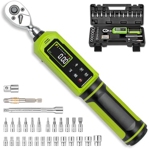 1/4" Digital Torque Wrench -0.33-22Ft.Lb for Bike Motorcycle Repair | Electronic Torque Wrench 1/4 Drive(0.45-30 N.m),Vibration Buzzer LED Indicator,±2% Acc. 5 Units for Precision Parts Engine - style: 1/4" 4-266.0In.Lb Set