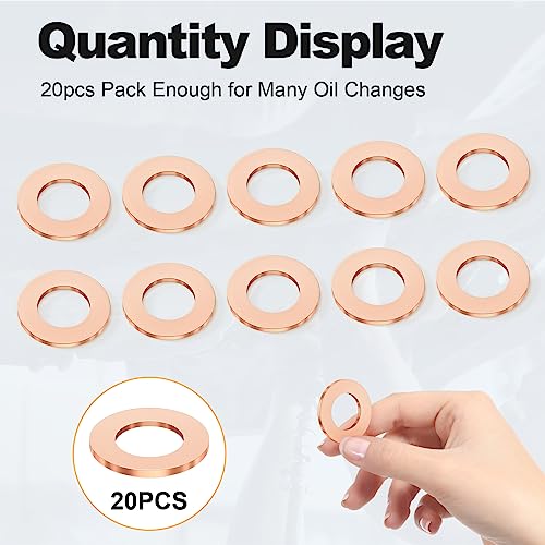 20PCS M14 Annealing Red Copper Oil Drain Plug Crush Washers Gasket Seal Ring - size: M14 Crush Washers