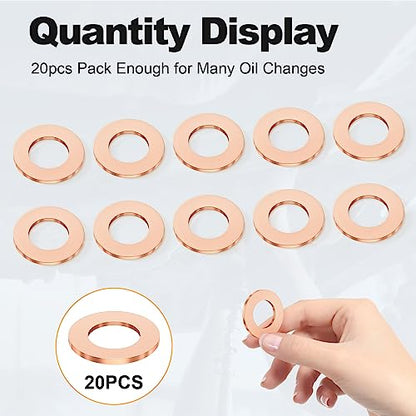 20PCS M14 Annealing Red Copper Oil Drain Plug Crush Washers Gasket Seal Ring - size: M14 Crush Washers
