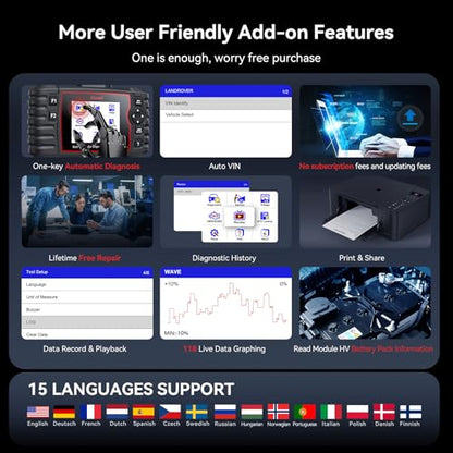 iCarsoft LR V3.0 2026 Version Bidirectional OBD2 Scanner for Most Land Rover/Jaguar from 1996-2025 Full Systems 36 Services Diagnostic Scan Tool Graphic Data Car Code Reader with Lifetime Free Update