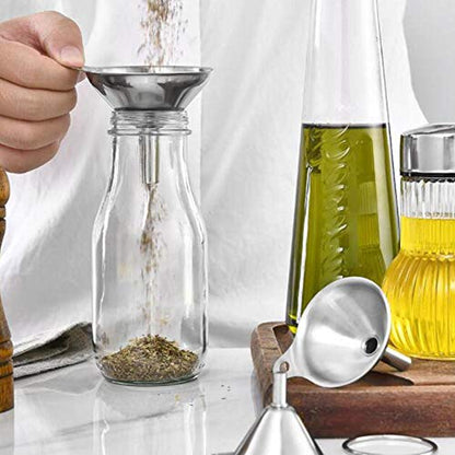 Small Funnels for Filling Bottles Stainless Steel Kitchen Funnels (Short) | 3 Pcs Food-grade Metal Kitchen Funnels Set for Transferring Essential Oils Liquid Fluid Spice Dry Ingredients Powder,Durable - size: ‎Short-handled funnel