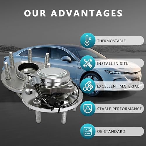 515097 Front Wheel Bearing Hub Assembly for Cadillac Escalade ESV 2007-2014, Chevrolet Avalanche Silverado Suburban 1500 Tahoe 2007-2014, GMC Yukon XL Sierra 1500 2007-2014 RWD (2PCS) - size: 515097