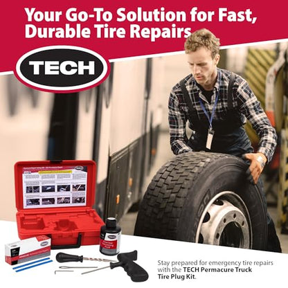 TECH Permacure Truck Tire Plug Kit – Ideal Tools and Flat Tire Fix for Trucks, Tractors, and Large Tires (40 Heavy-Duty Plugs for Emergency Tire Patch and Puncture Repair)