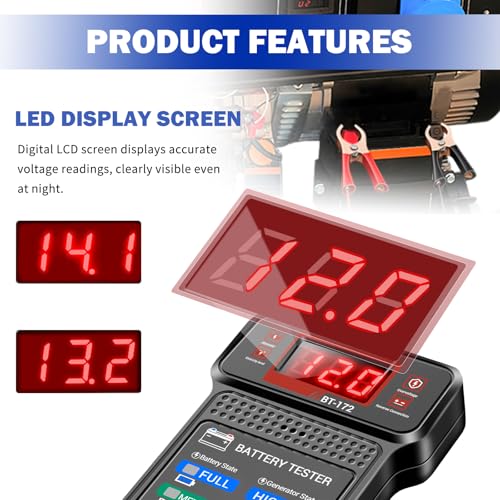Car Battery Testers with LCD Display & LED Indicators,Battery Load Tester 12v Automotive,Universal Car Batteries Testers and Alternator Tester Cars Tools for 12v Vehicles