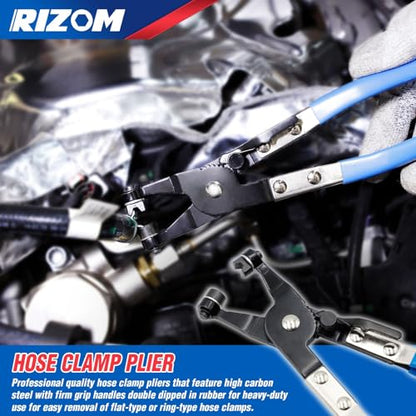 Rizom 6-Piece Fuel Line Pliers Set, Hose Clamp Pliers, Hose Removal Pliers, 30 Degree Disconnect Tool, 9 Inch Fuel Filter Caliper Set for Auto Maintenance