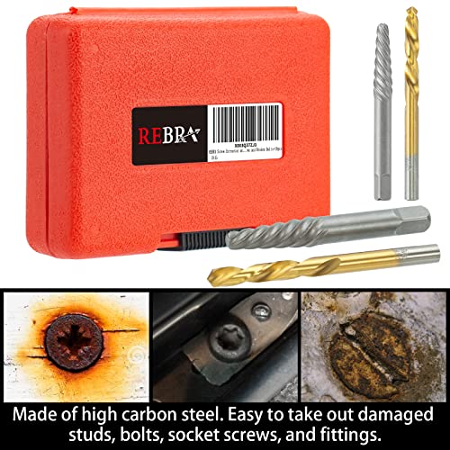 Screw Extractor Set, 37# Cr-Mo & 6542 HSS Steel Cobalt Left-Hand Drill Bit, Easy Out Broken Bolt Remover Reverse, Ez Out Stripped, Rounded-Off, Damaged Bolts, Screws&Studs Removal Tool (10-Pieces)