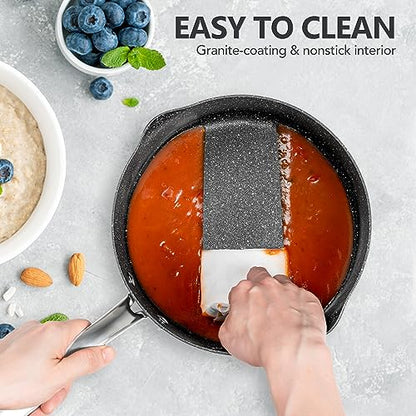 MICHELANGELO Hard Anodized Saucepan Set with Lids, Nonstick Saucepan with Pour Spouts & Strainer Lid for Easy Pour, Granite Derived Coating Sauce Pot Set - 1.5QT & 2QT &3QT Induction Sauce Pans - size: 1.5+2+3 Quarts