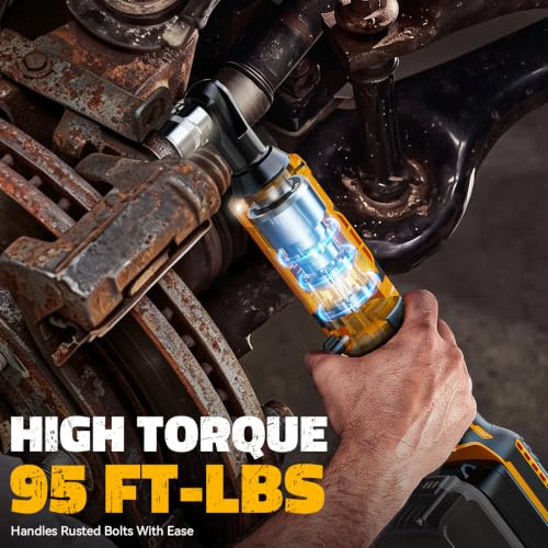 DIYtoolifz 3/8" Cordless Ratchet Wrench 95 ft-lbs with 13 pcs Socket set | Compatible with Dewalt 20V Battery, Variable Speed Electric Ratchet, 1/2" & 1/4" Adapters, and 3" Extension Bar, Tool Only