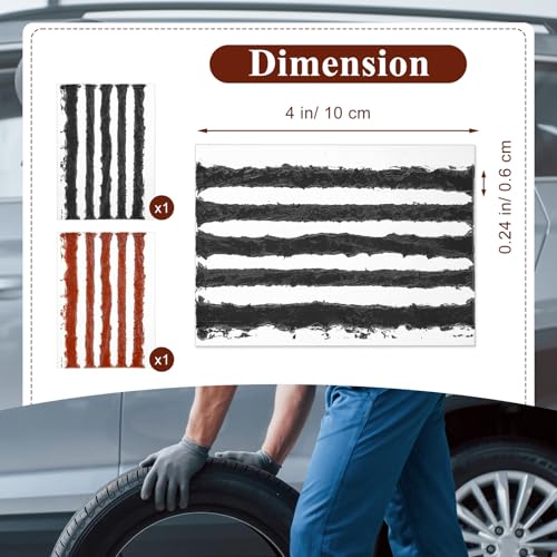 10 Pcs Tire Plugs, 4" x1/4" Rubber Tire Plug Repair Kit for Tubeless Off-Road Tires Car, RV, SUV, ATV, Motorcycle, Truck, Tractor (Black and Red) - color: Black and Red
