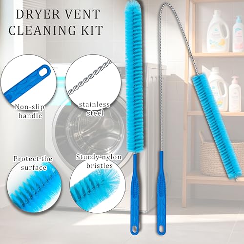 Dryer Vent Cleaner Kit with Flexible Vacuum Hose Attachments - Universal Lint Brush Tool Set for Clothes Dryer Cleaning, Shop Vac Accessories, Lint Trap Cleaner & Home Maintenance Essentials