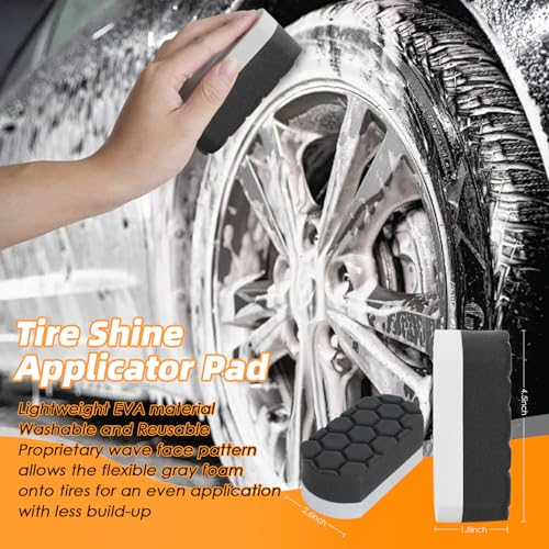 BRUSH FAMILY 6PCS Car Rim Brushes for Cleaning Wheels Set | Car Detailing Cleaning Wash Brush, Stiff-Bristle Rim Brush with Tire Shine Applicator Pad for Cars SUV Tire RVs Trucks Wheel