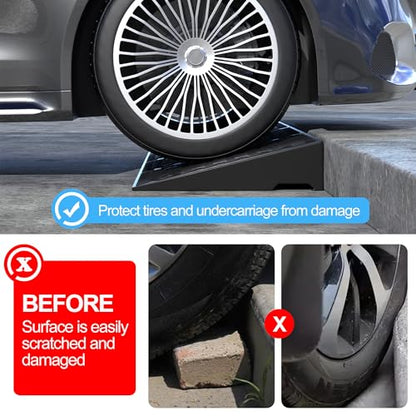 RELIANCER 2 PCS Rubber Curb Ramps,4.2" Rise Height,5T Capacity Threshold Ramps for Loading Dock,Driveway Curb Ramp,Curbside Vehicle Ramp for Cars SUV Trucks Motorcycles Forklift Wheelchairs Lawn Mower - size: 4.2" Rise Height