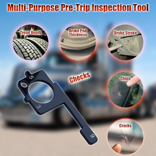 4-in-1 Truck Pre-Trip Inspection Tool with Metal Keychain kit | 4-In-1 Design, Comprehensive Inspection for Brakes, Tires, Windshield