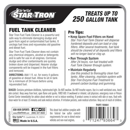 Star Tron Fuel Tank Cleaner – Removes Sludge, Varnish & Other Deposits – Helps Restore Performance of Old, Stale Fuel – Concentrated Formula for Gasoline and Diesel Tanks - style: 64 Ounce