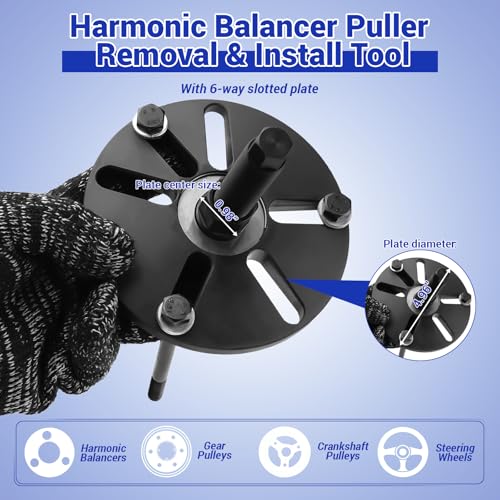 59 Pcs Harmonic Balancer Puller & Installer Set, Flywheel Remover, Crankshaft Pulley Removal & Steering Wheel Pulling Tool Kit, Compatible with Buick Regal Lacrosse GL8