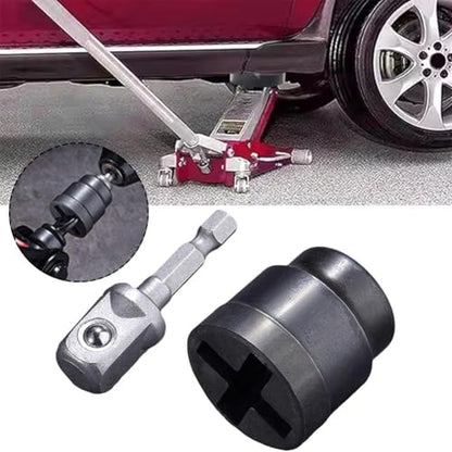 Universal Jack Socket Adapter for Hand Drill,Heavy-Duty Socket Converter for Scissor Car Jack,Professional Hex Socket Extension,Easy Tire Change Tool,with a 1/2 in Socket Adapter Bit
