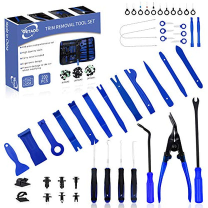 Trim Removal Tool Kit, 200PCS AutoTrim Removal Set, Plastic Panel Fastener Removal Tool, Car Trim Removal Kit for Car/Trim/Panel/Door/Audio/Auto Clip Pliers/Terminal Removal Tool Kit (Blue) - color: Blue -200PCS