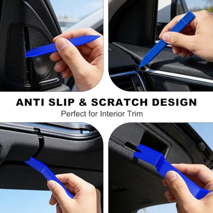 5 Pcs Car Trim Removal Tool Kit - Auto Clip Removal Pry Tool for Door Dashboard Panel, Fastener Push Pin Puller, Blue - color: Blue