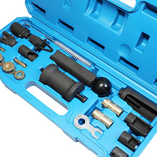 Fuel Injector Remove Tool Kit T10133 Seal Installer compatible with Audi VW 1.2, 1.4, 1.6, 1.8, 2.0, 2.7, 3.0, 3.2, 3.6 V6 4.2 V8 FSI Petrol, Replacement for Porsche 2.7, 3.0 Injector Puller - size: 21PC Gasoline Kit