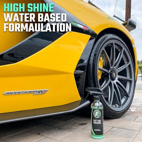 ExoForma Wet Tire Dressing Spray - Extremely High Shine Tire Dressing for That Wet Look - No Sling, Non-Greasy Silicone Formula with UV Protection - Easy to Apply, Minimal Cure Time - 16 fl oz - size: 16 Fl Oz (Pack of 1)