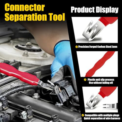 Electrical Disconnect Pliers Kit, 8Pcs Auto Kit: Connector/Hose/Plug Pliers, Pin Remover, Separator, Spring Clamp, U-Clip Pry Bar & Hose Removers for Car & Home Repairs. Great Gift & DIYers w/Case
