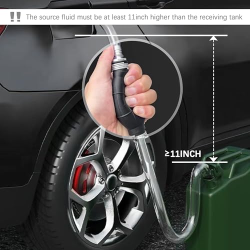 Fuel Transfer Pump with 6.5FT Gas Siphon Hose,Enlarged Caliber Gas Pump for Gas Can,Oil,Water,Portable Siphon Pump for Gasoline Kit Include Extension Nozzle Pinch Clip Car Accessories