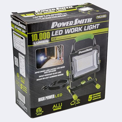 POWERSMITH 10,000 Portable LED Work Light with Metal Housing and Stand, Impact Resistant Lens, and 5 Year Warranty (PWLS100H) - size: 10,000 Lumen