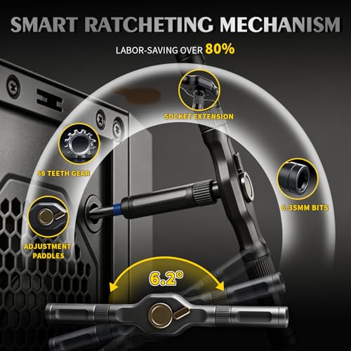 66 in 1 Magnetic Screwdriver Set, Multi-Bit Ratchet Screwdriver Kit with S2 Steel Precision Bits, T-Handle Repair Tool Set for Computer,Bicycle, Electronics, Furniture, DIY, Ideal Gift for Me Husband - size: 66 In 1