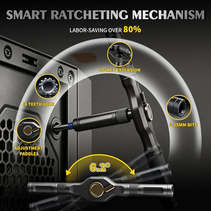66 in 1 Magnetic Screwdriver Set, Multi-Bit Ratchet Screwdriver Kit with S2 Steel Precision Bits, T-Handle Repair Tool Set for Computer,Bicycle, Electronics, Furniture, DIY, Ideal Gift for Me Husband - size: 66 In 1