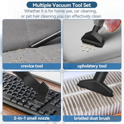 SEVNX Universal Vacuum Attachments Kits for Shop Vac, 2 1/2" to 1 1/4" Vacuum Adapter, 1 7/8" to 1" Hose Adapter Dust Brush Flexible Crevice Extension Wand Tool for Shop Vac Accessories(14 PCS)