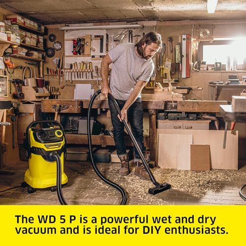 KÄRCHER Shop Vacuum WD 5 P, 6.6 Gal, 6.0 Peak HP, 33 ft Reach, Wet Dry Vacuum Cleaner, Heavy Duty, Blower Function, Crevice Tool, Floor Nozzle, Great for DIY Projects and Workshops - style: WD 5/P