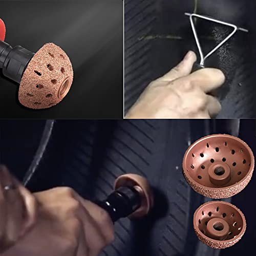 Tire Repair Patch Tools Tire Buffing Wheels 42 mm 55 mm Tungsten Steel Buffing Wheel with Tire Patch Roller Scraping Cutter for Car Tire Grinding Polishing Accessories Kit - size: 42+55mm