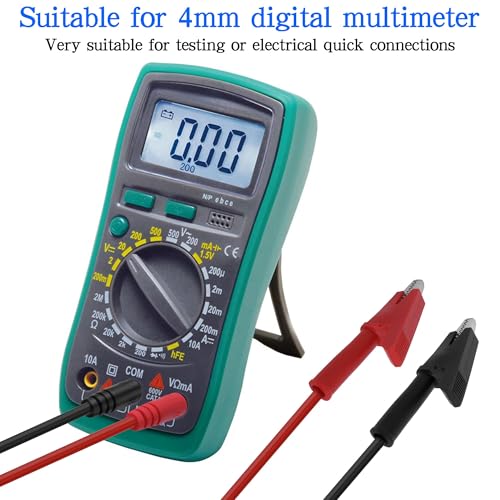 MEIRIYFA 4mm Banana Plug to Crocodile Alligator Clip Test Probe Lead Wire 16AWG Cable for Electrical Testing, Power Supplies, Automotive, Multimeter 1M/3.3Ft -2Pcs