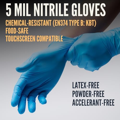 Cestus 5 Mil Nitrile Gloves Disposable Latex Free, Chemical Resistant, Mechanic, Food Prep, Tattoo, Cleaning, Bulk - size: X-Large, style: Case of 1000