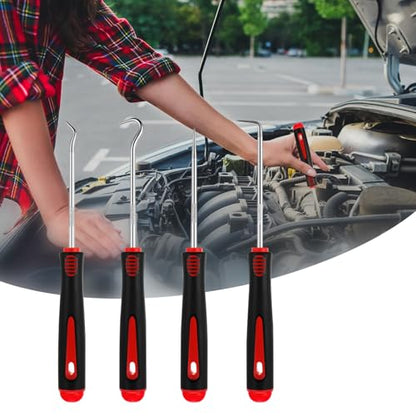 4 Pcs Pick and Hook Set Precision Automotive Mechanic Picks Tools Set for Car Oil Seal Hooks Puller Remover Tools(6.5 Inches),Gifts for Men