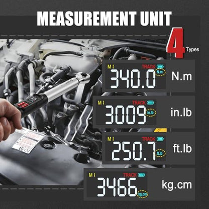 VANPO Digital Torque Wrench 1/2-Inch, 12.5–250.8 ft-lb, for Wheel Lug Nuts | Electronic Torque Wrench with LCD Display, Audible & Vibration Alert, for Automotive & Cylinder Heads, Brakes Maintenance - size: 1/2-inch 12.5-250.8 Ft-lb/17-340 Nm