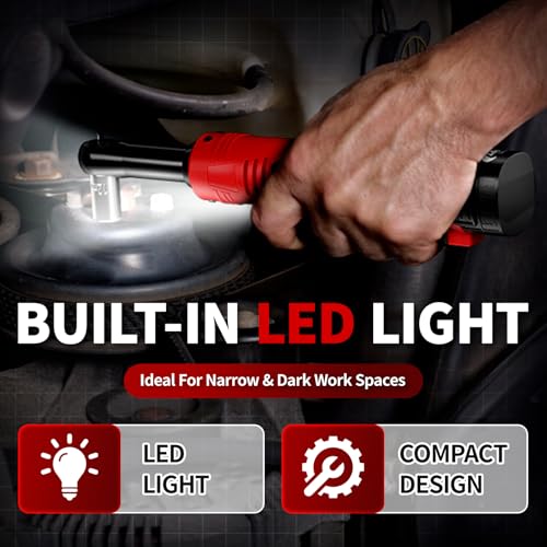 FULLYEA Cordless Electric Ratchet Wrench Set, 40 Ft-lbs, 550 RPM Power Ratchet,16.8V electric ratchet 3/8" drive with Variable Speed, 1/4" Adapter, LED Light, 2 * 2.0Ah Batteries and Fast Charger