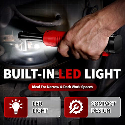 FULLYEA Cordless Electric Ratchet Wrench Set, 40 Ft-lbs, 550 RPM Power Ratchet,16.8V electric ratchet 3/8" drive with Variable Speed, 1/4" Adapter, LED Light, 2 * 2.0Ah Batteries and Fast Charger