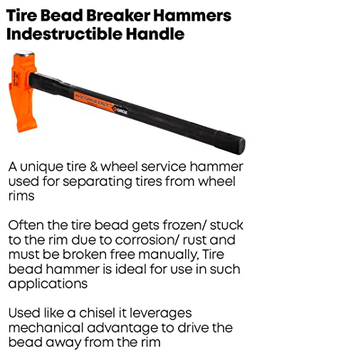 Groz 10 lb Tire Bead Breaker Hammer, 32" Indestructible Steel-Reinforced Handle, 3-in-1 Wedge/Tipper/Sledge for Heavy-Duty Truck and Tractor Tires (34751) - size: 10 lbs