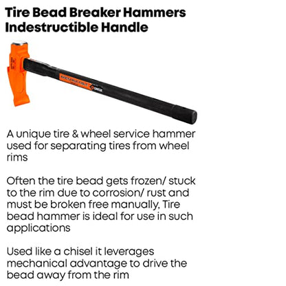 Groz 10 lb Tire Bead Breaker Hammer, 32" Indestructible Steel-Reinforced Handle, 3-in-1 Wedge/Tipper/Sledge for Heavy-Duty Truck and Tractor Tires (34751) - size: 10 lbs
