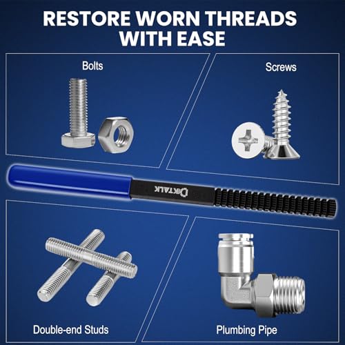 15-Piece Metric Thread Chaser Set,Master Thread Repair Kit with 7 Taps 7 Dies & Thread File,M6, M8, M10, M12,Automotive Rethreading Tool with Case - color: 15PCS Metric Thread Chaser Set