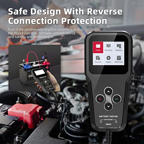 OBDResource Battery Load Tester, Professional Automotive Battery Analyzer | 6V/12V/24V 3 in1 Batteries With 100-2000 CCA Range For Battery Loading, Cranking And Charging Tests - color: black