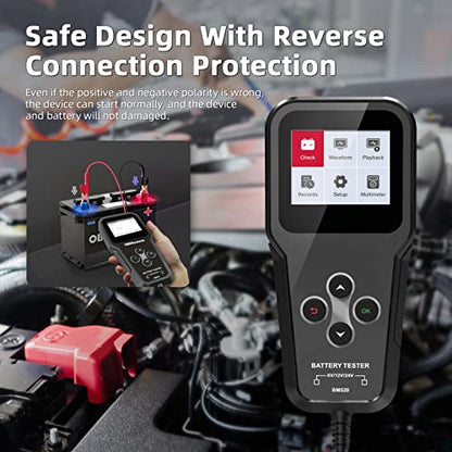 OBDResource Battery Load Tester, Professional Automotive Battery Analyzer | 6V/12V/24V 3 in1 Batteries With 100-2000 CCA Range For Battery Loading, Cranking And Charging Tests - color: black