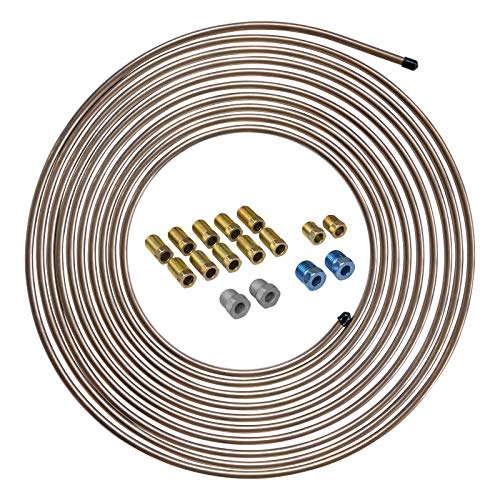 4LIFETIMELINES – 1/4" x 25' Copper-Nickel Brake Line Kit with 16 SAE Fittings | True CuNi Alloy, Non-Magnetic | Inverted Flare, 0.028" Wall | Rust-Proof Replacement Tubing for Cars & Trucks - size: 1 Coil and Fitting Kit