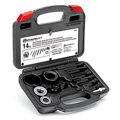 Powerbuilt Power Steering and Alternator Pulley Remove and Install Tool Set, Replace Vehicle Steering Pump, Car Repair Tools, Storage Case - 648605 - style: Tool Set