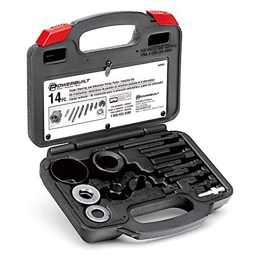 Powerbuilt Power Steering and Alternator Pulley Remove and Install Tool Set, Replace Vehicle Steering Pump, Car Repair Tools, Storage Case - 648605 - style: Tool Set