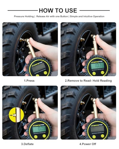 Digital Tire Pressure Gauge for Low Pressure Tires - 0-15 PSI ±0.5% Accuracy, Backlit LCD with 4 Units & Battery Indicator, 360° Swivel Head for Schrader Valve, Fit for ATVs, UTVs, Golf Carts - size: 15PSI